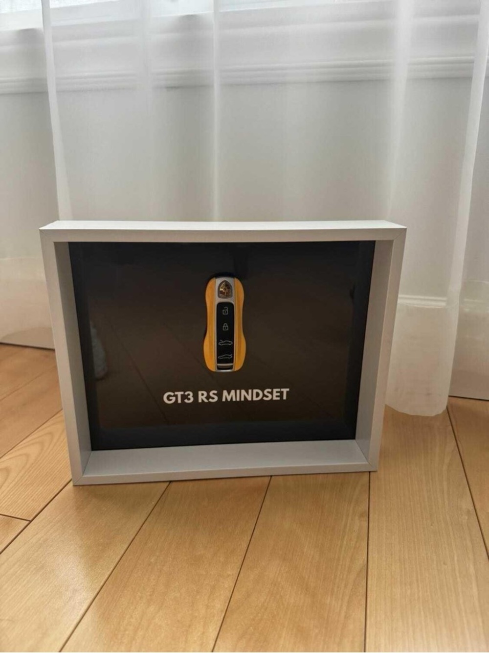 Yellow Porsche car key decorative motivational frame